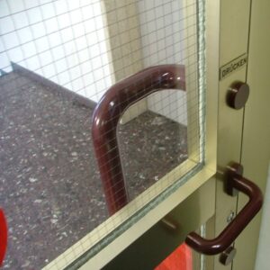 Drahtglastür mit Asbeststrick